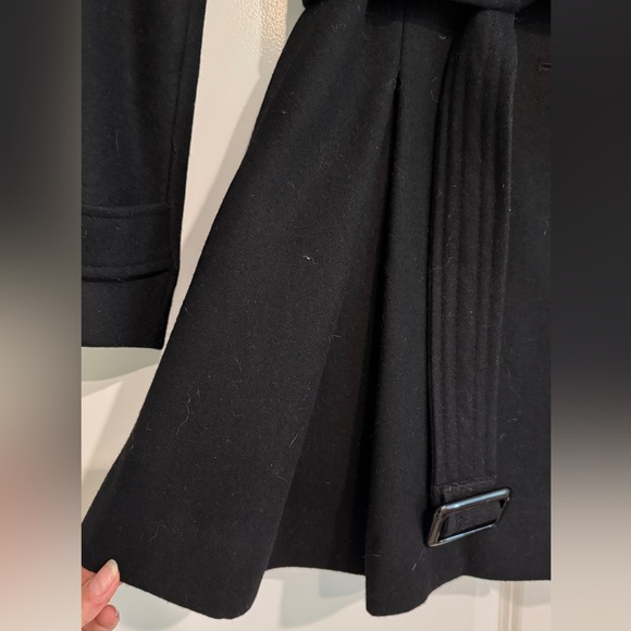 Black Belted pinch waist Peacoat EUC - Picture 5 of 7